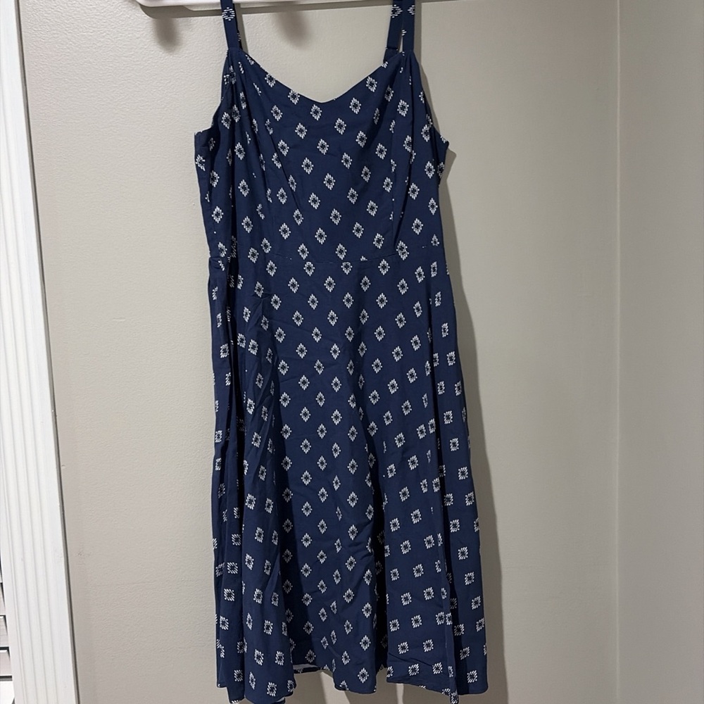 Old Navy Navy Blue Geometric Midi Dress
